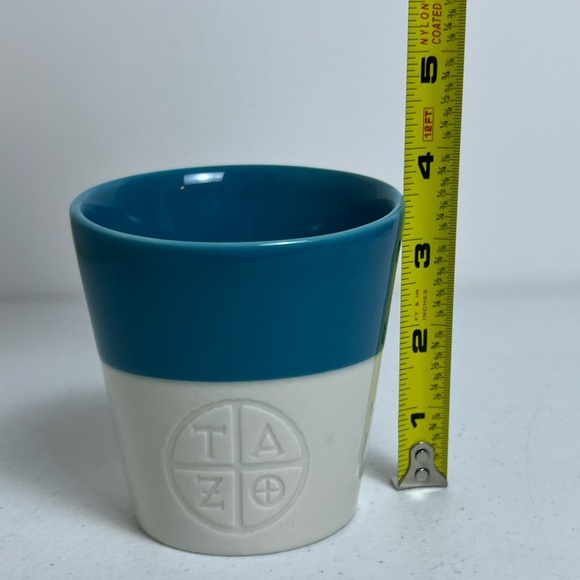 Starbucks Tazo 2012 Tea Cup No Handle Mug Blue & White Slanted Bone China Tea - Picture 6 of 9